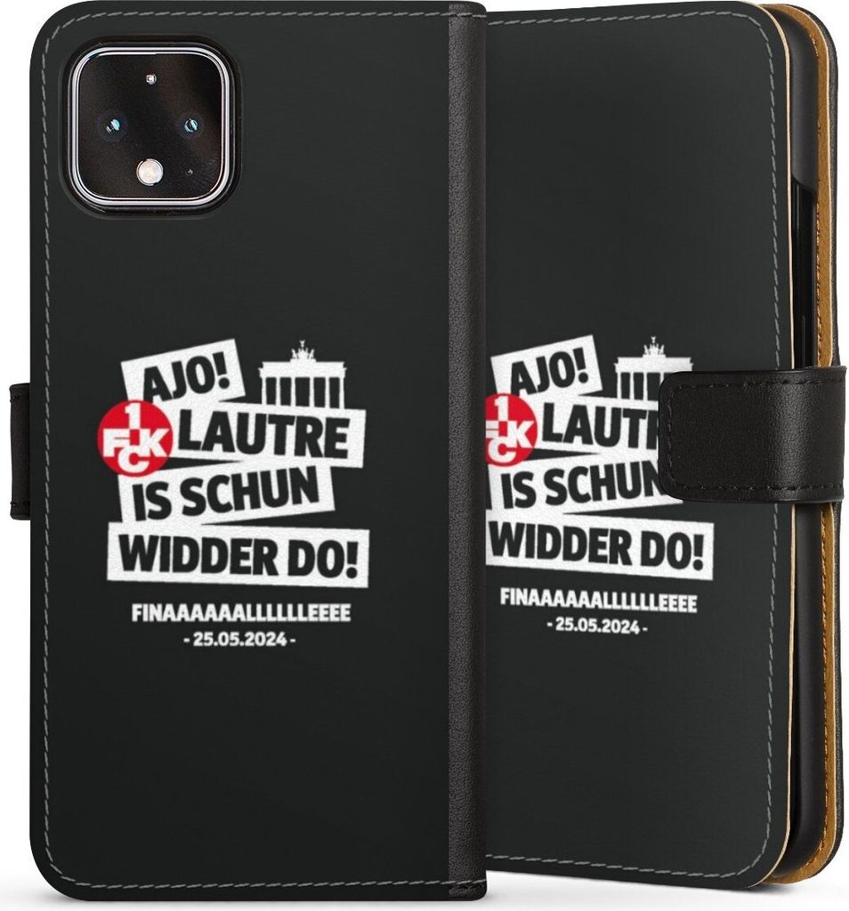 DeinDesign Klapphülle für Google Pixel 4 Handytasche Lederhülle Tasche 1. FC Kaiserslautern 1. FCK Pokal Finale 2024