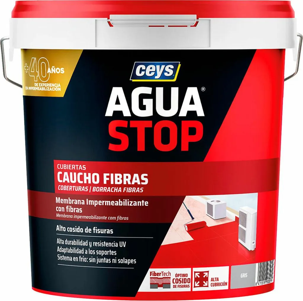 Aguastop Fibres Gris 20kg - Revêtement d'étanchéité Caoutchouc Durable