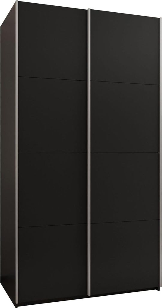 MEBLE KRYSPOL LUX 1 Kleiderschrank - 245,5x140x64cm - Schwarz, Schwarz, Silber