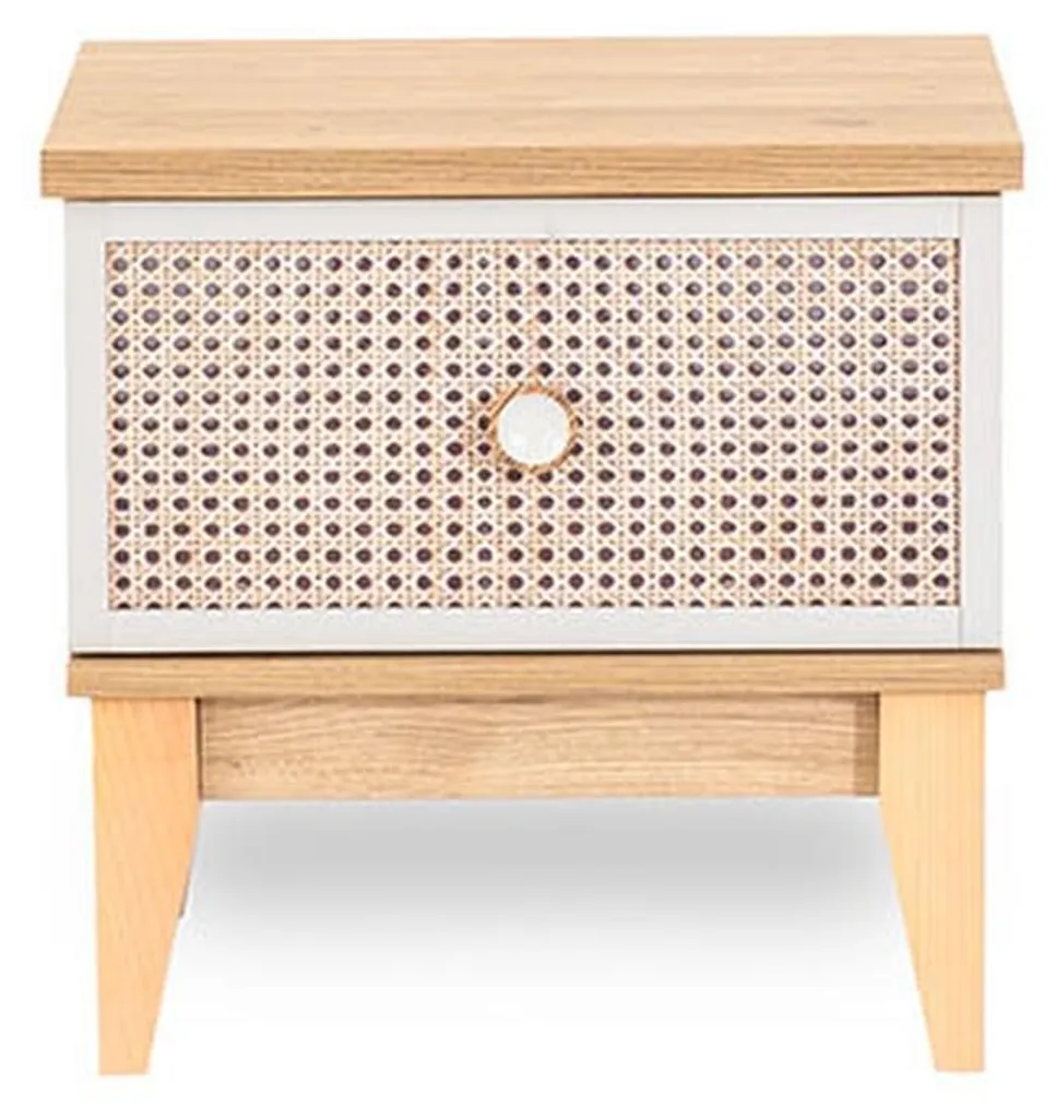 Table de chevet design blanc laqué - Rangement luxe avec tiroirs soft
