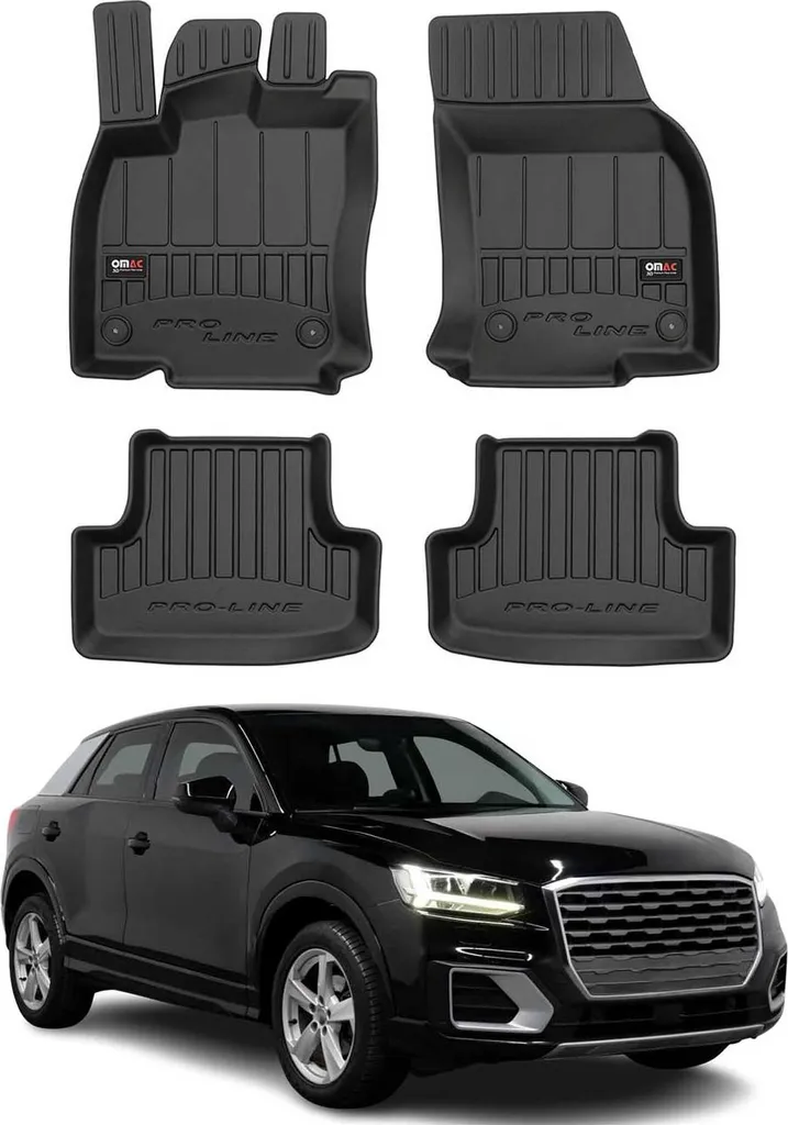 Tappetini Audi Q2 2017-2025 in TPE Nero - Set 4 Pezzi su Misura