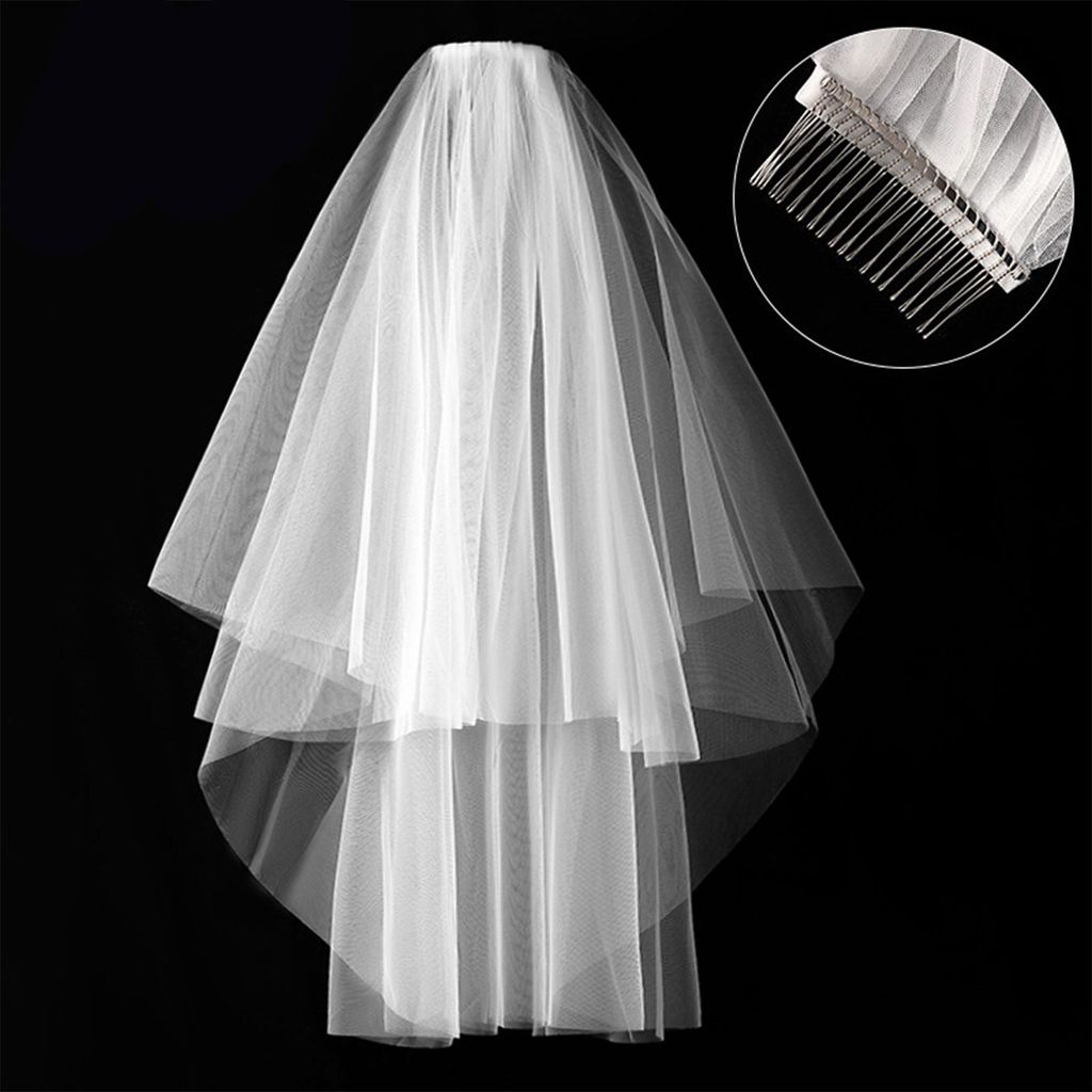80cm Brautschleier Damen Einfach Tüll Kurz Produktbild 4