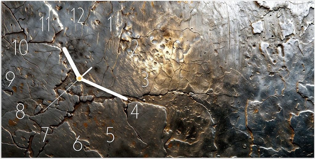 Wanduhr aus Glas mit Motiv Gekrakeltes Metall- 60 x 30 cm - inkl. Aufhängesystem