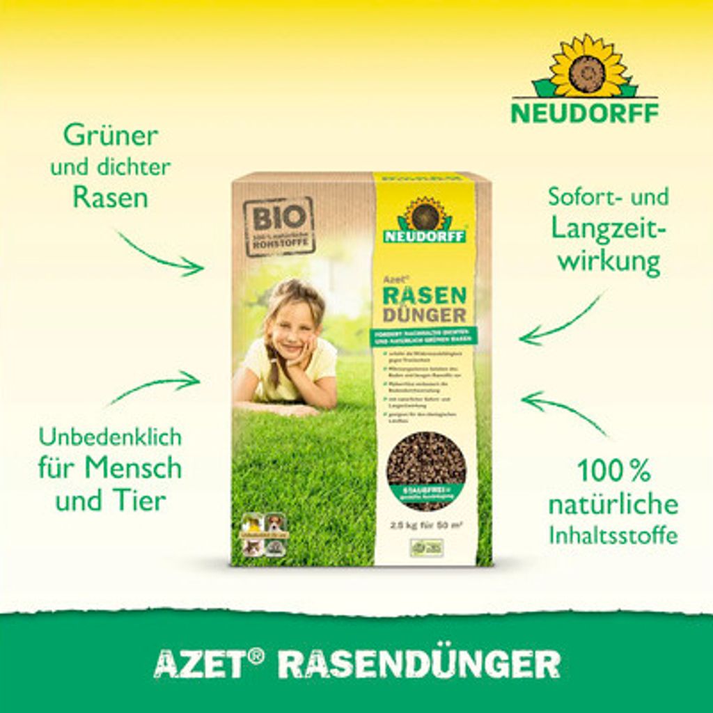 Neudorff Azet Fertilizzante Per Prato 5 Kg: Prato Verde E Folto, Senza Muschio E Infestanti