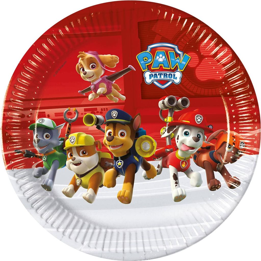 Procos 93435 - Party-Teller Paw Patrol Ready for Action, Größe 23 cm, 8 Stück, Einwegteller aus Papier, Kindergeburtstag, Party-Geschirr, Mix
