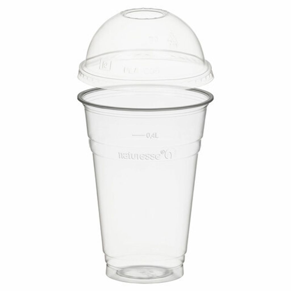 50x  Trinkbecher 400ml + Domdeckel mit Rundloch aus Produktbild 