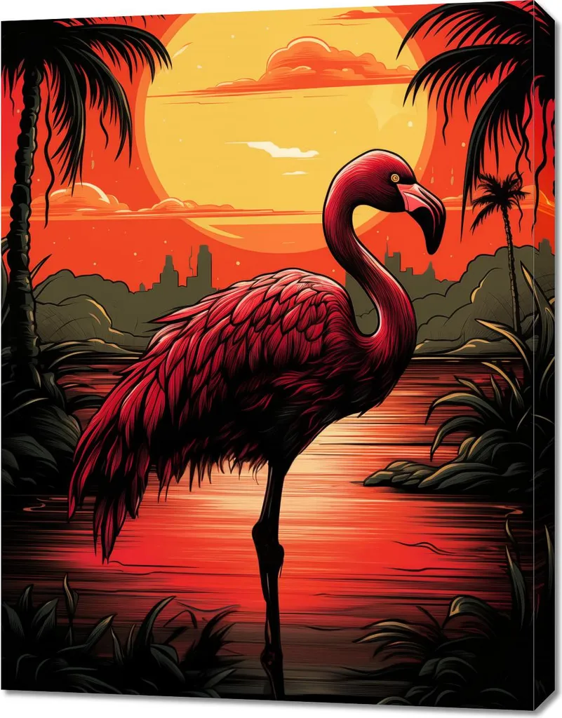 Image flamant rose 70x90 cm - Habillez vos murs vides avec élégance
