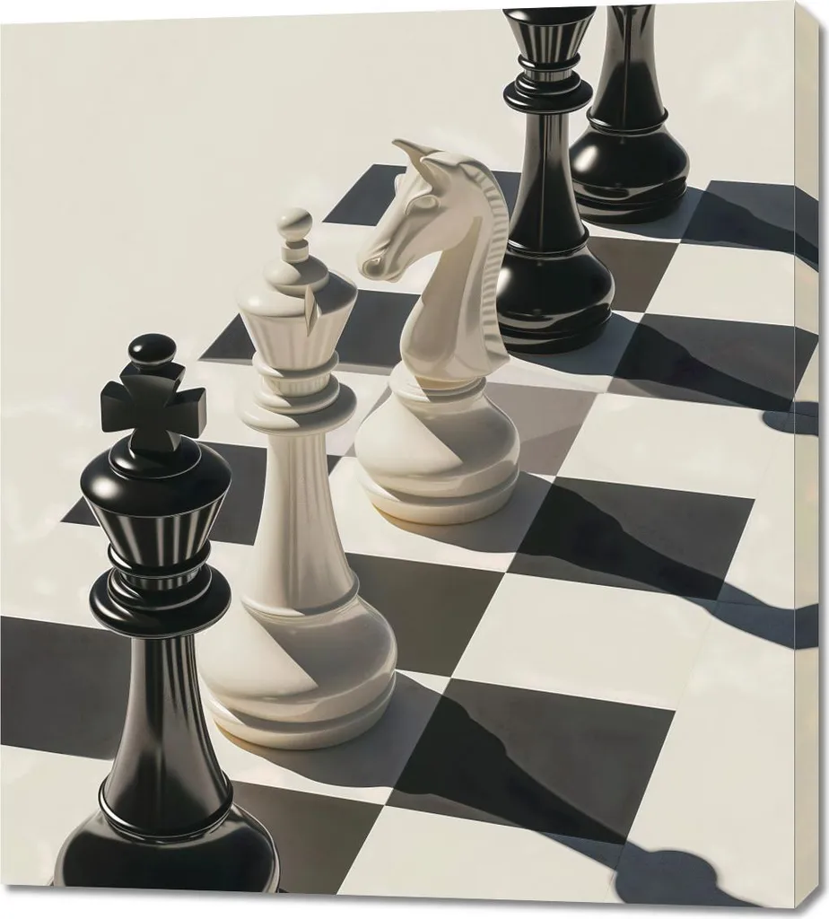 Image Échecs et Mat 90x100 cm - Toile Grand Format avec Cadre Robuste