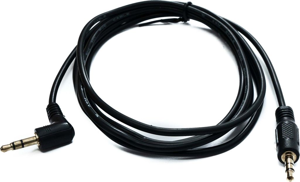 SYSTEM-S Audio Klinke Kabel 180 cm 3,5 mm TRS Stecker zu Stecker Winkel AUX Adapter Schwarz