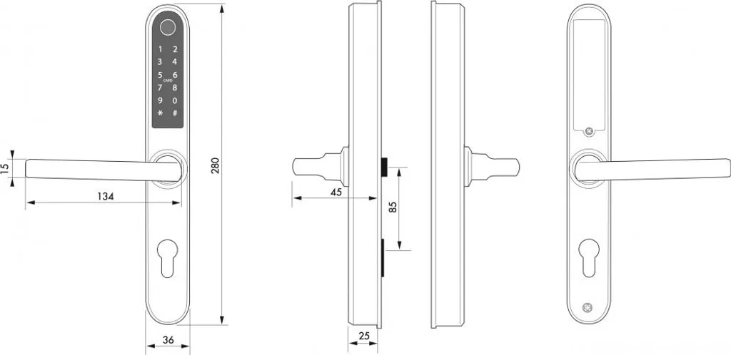 Poignée réversible Thirard Intelock Multi en inox robuste carré 8 - 6