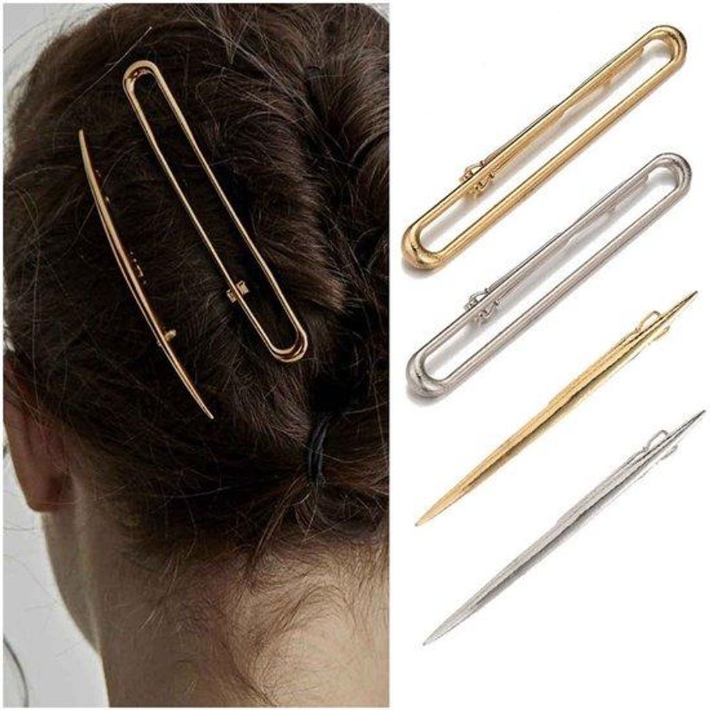Yheakne Vintage rechteckige Haarspange, geometrische Haarspange, goldene Haarspange, Metall-Haarschmuck, dekorative Haaraccessoires für Frauen und...