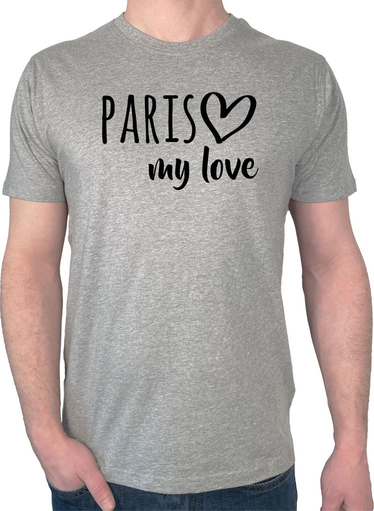 Huuraa Herren T-Shirt Paris my love M Sport Grey Bio Baumwolle Fairtrade Herrenshirt Geschenkidee