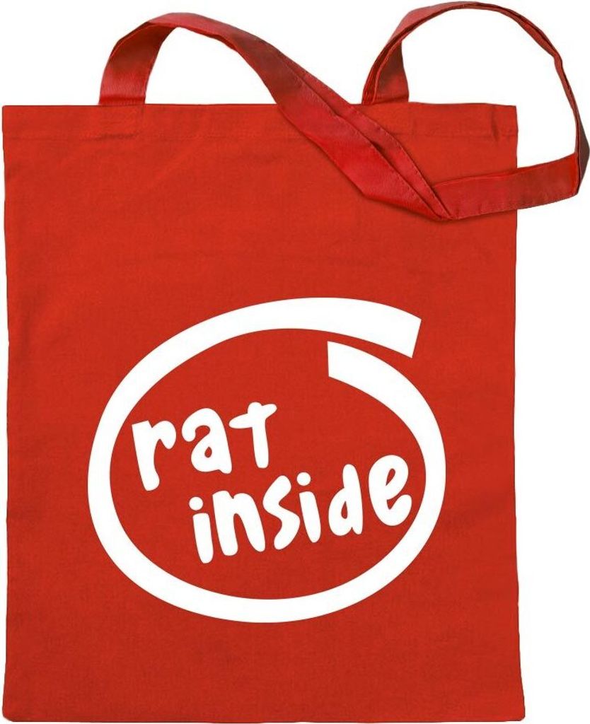 Kiwistar - Baumwolltasche - rot - rat inside - Tragetasche Stoffbeutel Umhängetasche langer Henkel