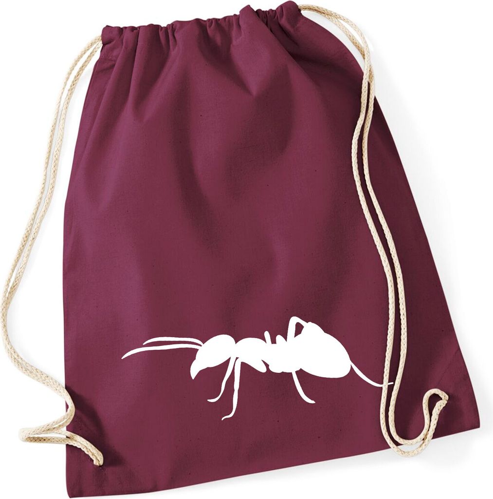 Huuraa Turnbeutel Ameise Silhouette 12 Liter Burgundy Baumwolle Rucksack Geschenkidee
