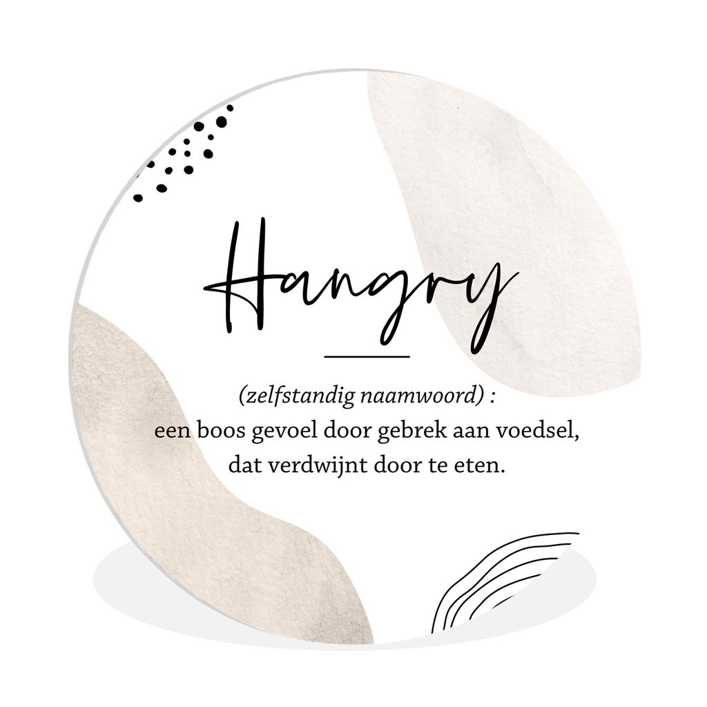MuchoWow Rundes Wandbild - Runde Bilder Hungrig - Sprichwörter - Definition von hungrig - Wörterbuch - Zitate Ø 30 cm Kreis Wanddekoration Kun...