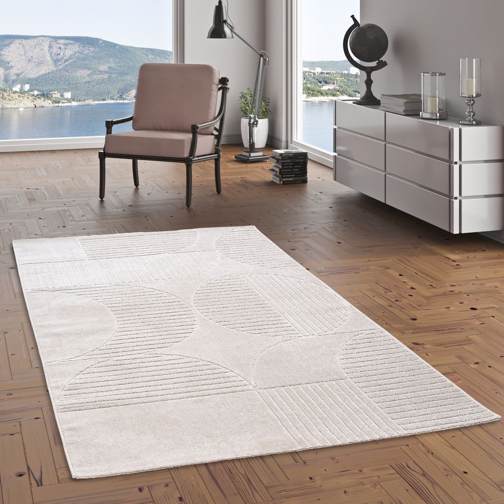 In & Outdoor Teppich Flachgewebe Classy Creme Trend, Größe:140x200 cm