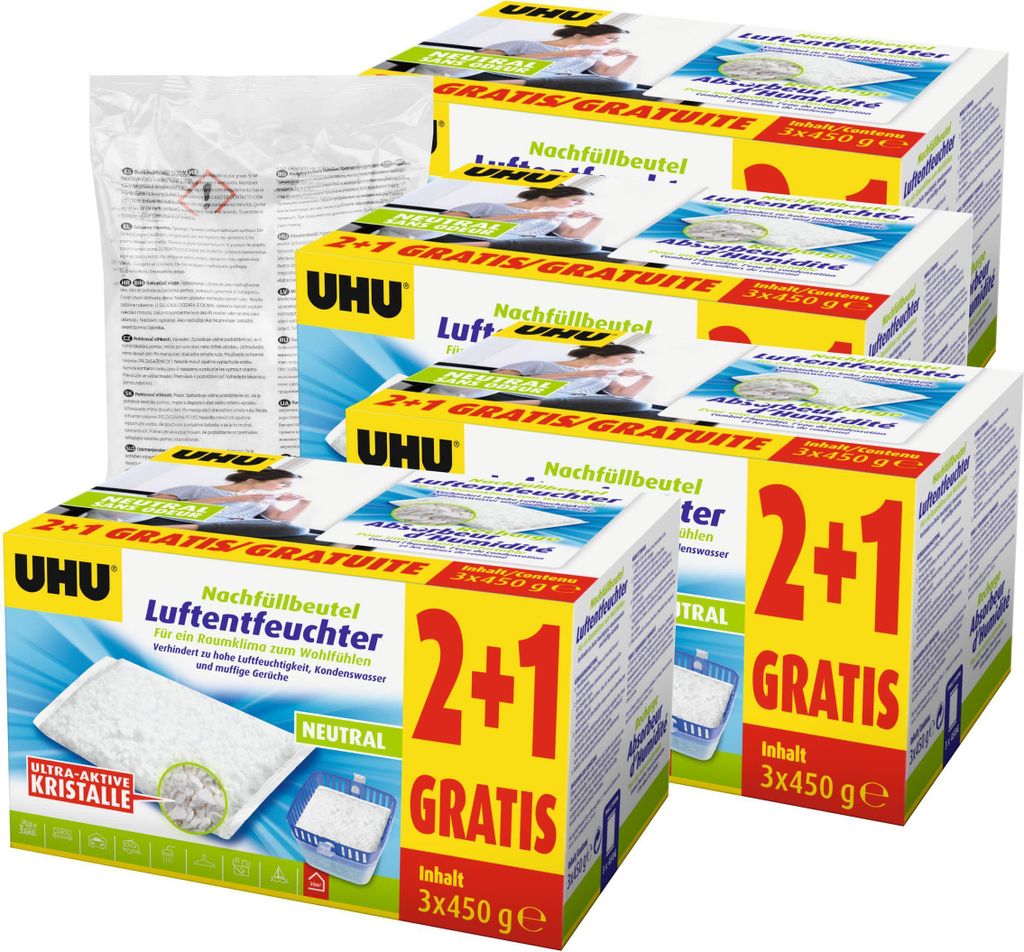UHU original Luftentfeuchter Nachfüllbeutel 450g Duftneutral (13er Pack)
