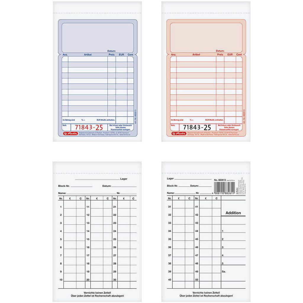 Herlitz Kassenblock  A6 2x 50 Blatt Immagine del prodotto 