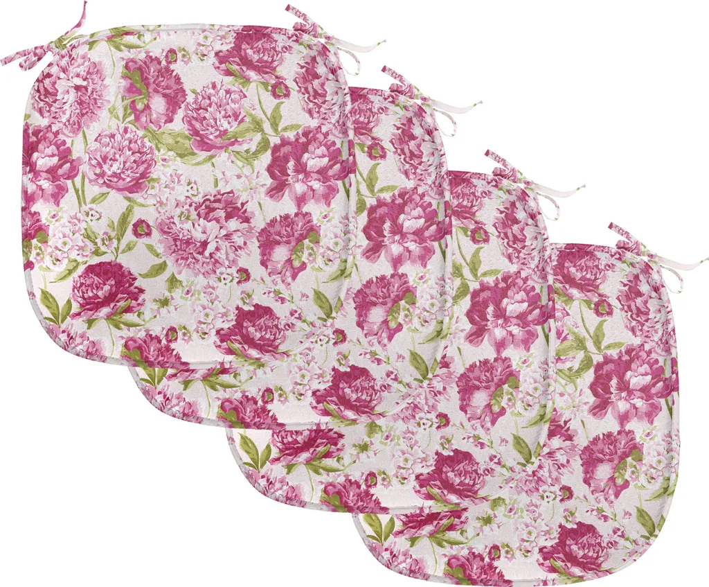Set 4 Cuscini Cucina 40x40 ABAKUHAUS Fiori Rosa e Verde Oliva Decorativi