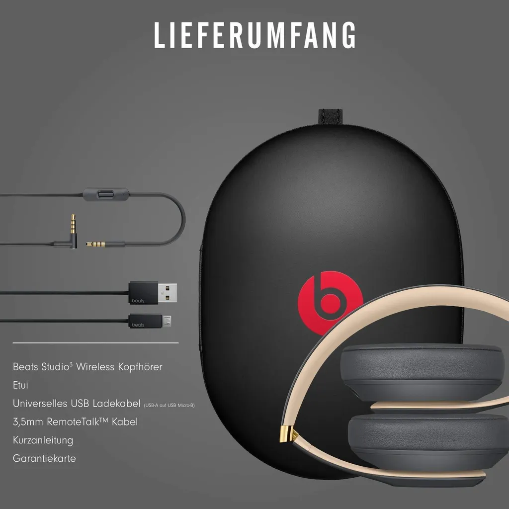 Beats Studio3 Écouteurs Bluetooth Gris Asphalte avec Réduction de Bruit - 11