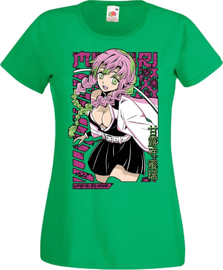 Damen T-Shirt Manga Anime Demon Anime Slayer Kanroji Mitsuri Kanroji Mitsuri, Lady L / Grün