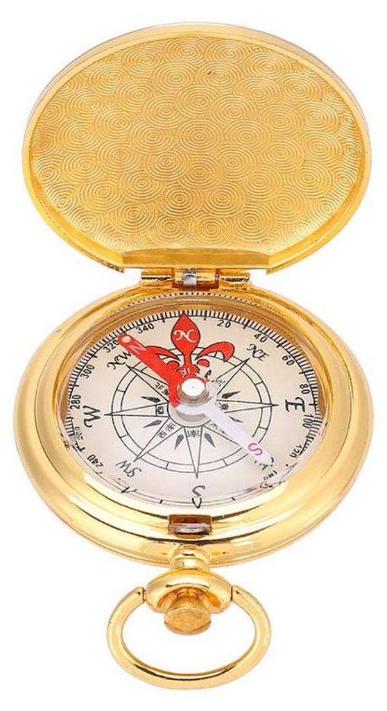 Kompakter Vintage Kompass Gold Metall 6,4×4,6×1,5 cm klappbar tragbar Schlüsselanhänger Camping Outdoor Orientierung Reise