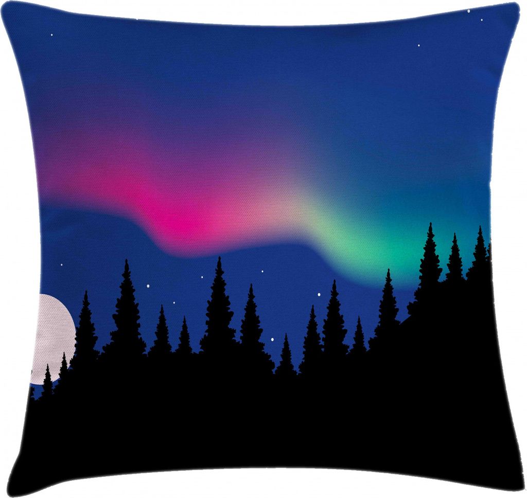 ABAKUHAUS Aurora Forrest Kissenbezug, Borealis Woodland, Digitaldruck Wasser Resistent Farbfest mit Reißverluß und Waschbarer Kissenhülle, 60 x ...