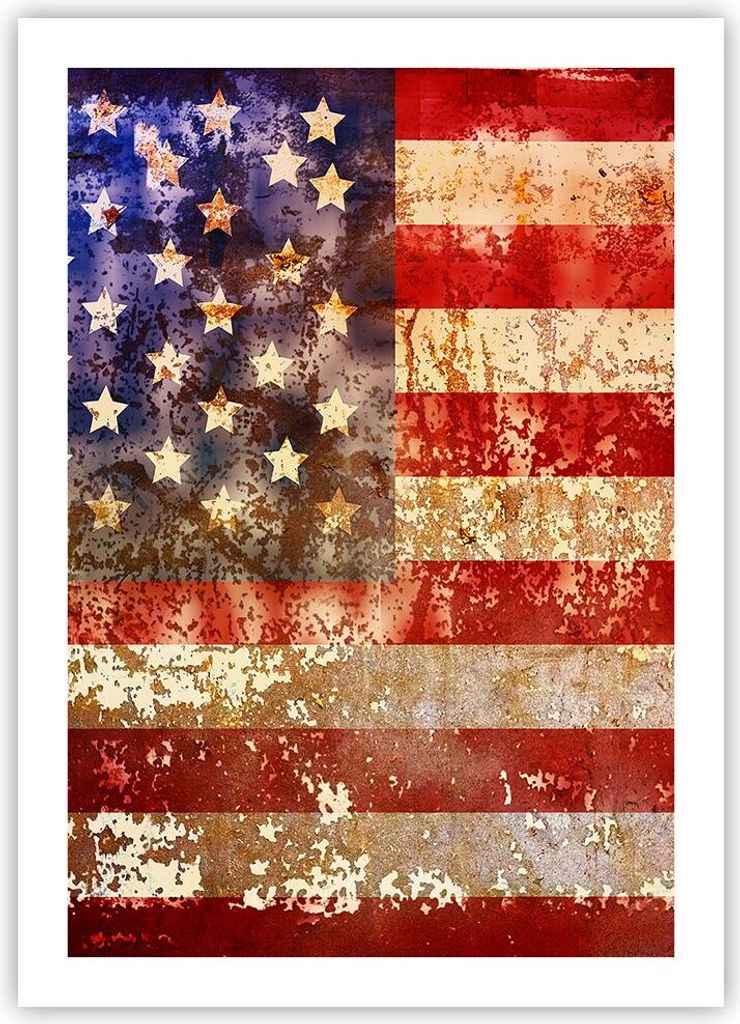 Poster - Poster ohne Rahmen - Amerika Flagge national patriotisch - 50x70 cm - Wand Bild - Wanddeko - Wandbilder - Kunstposter - Wandposter - Bilde...