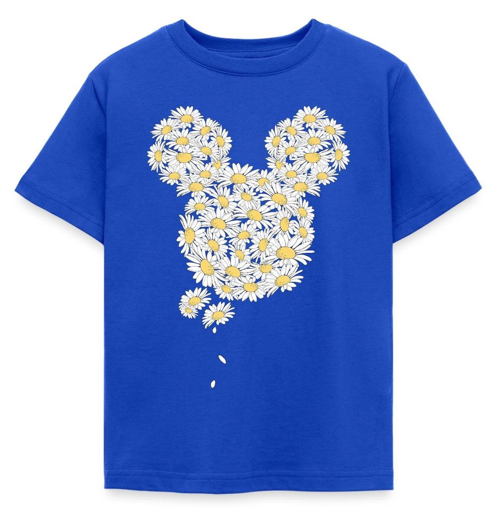 Mickey & Minnie Mickey Mouse Gänseblümchen Kinder T-Shirt, 122/128 (7-8 Jahre), Royalblau