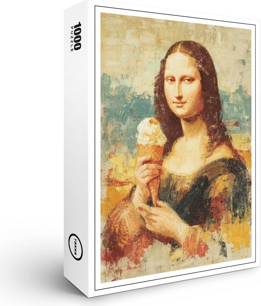 raxxa Premium-Puzzle "Mona Lisa mit Eiswaffel charmante Pop Art Neuinterpretation ikonisch", 1000 Teile