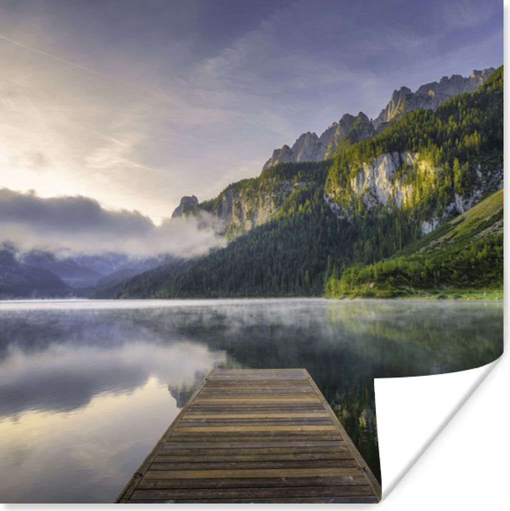 MuchoWow Poster Sonnenaufgang über der ruhigen Landschaft in Österreich 30x30 cm - Wandposter - Printing