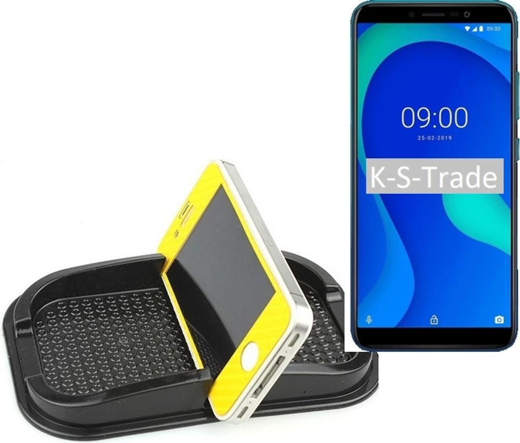 K-S-Trade Auto Anti Rutsch Matte Smartphone-Halter kompatibel mit Wiko Y80 Haft Pad Armaturenbrett Handy-Halterung Silikon