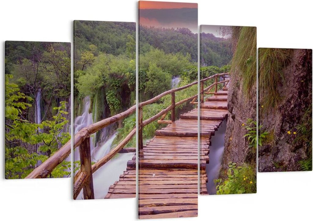 Bild auf Leinwand - Leinwandbild - Park Natur Wasser - 150x100cm - Wand Bild - Wanddeko - Leinwanddruck - Bilder - Kunstdruck - Wanddekoration - Le...