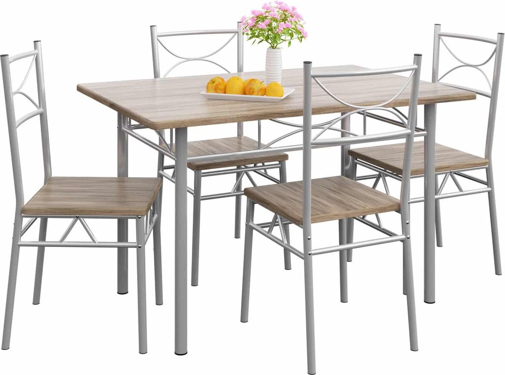 CASARIA® Ensemble table à manger avec 4 chaises chêne Image du produit 