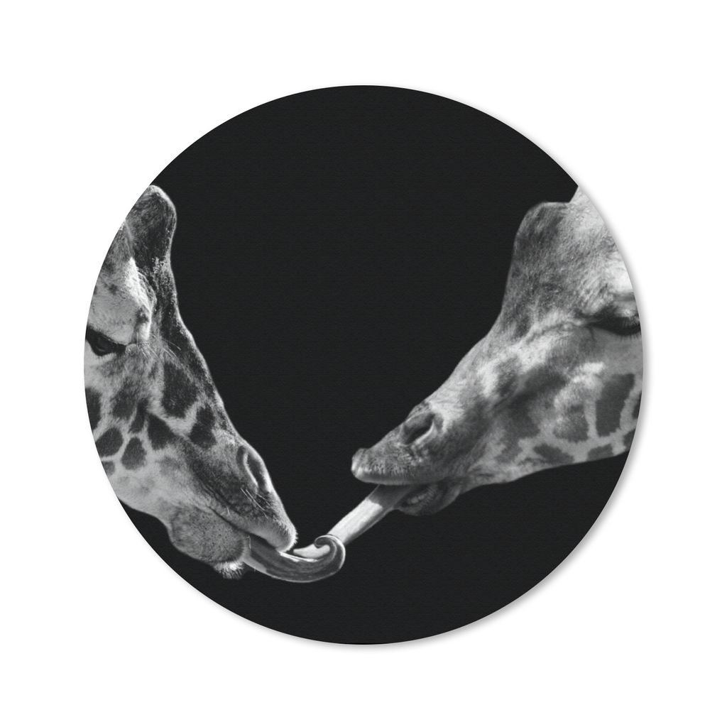 MuchoWow Mauspad Mousepad Tiere - Schwarz - Giraffe - Weiß - Porträt 20x20 cm - Mousepads - Maus Mat - Pad - Mausunterlage - Schreibtischmatte