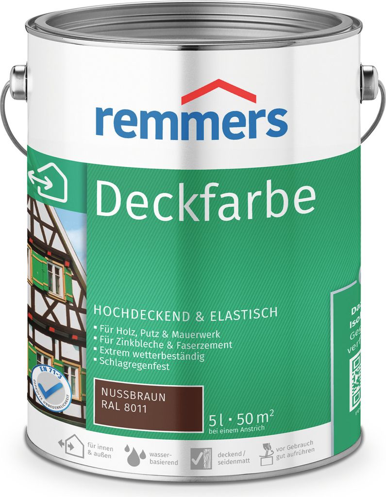 Remmers Deckfarbe nussbraun (RAL 8011) 5 l, Holzlack Produktbild 