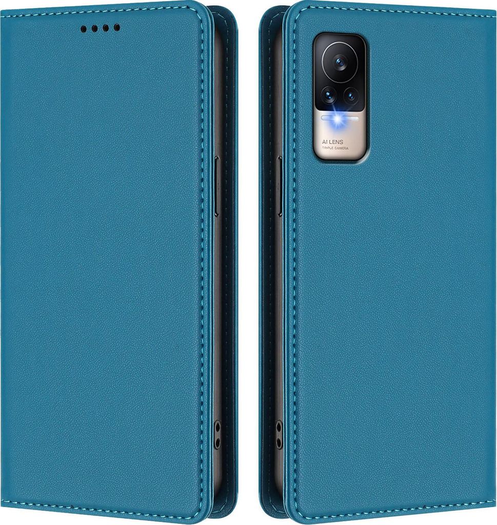 Handyhülle für Xiaomi Civi 1S, Kunstleder Klapphülle Stoßfeste Magnetische Hülle mit Ständer Blau
