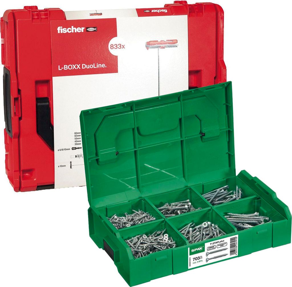 vasalat Dübel und Schrauben Set im praktischen Sortimentskoffer 1536-teilig