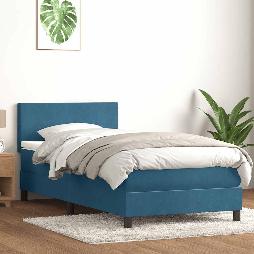 Maison Exclusive - Boxspringbett mit Matratze & LED Dunkelblau 80x210 cm Samt