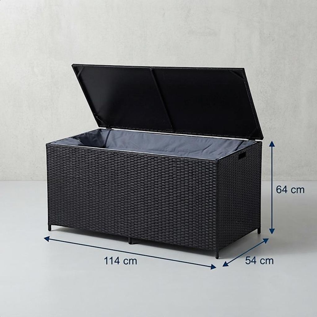 Auflagenbox Poly Rattan Kissenbox Gartenbox Schwarz