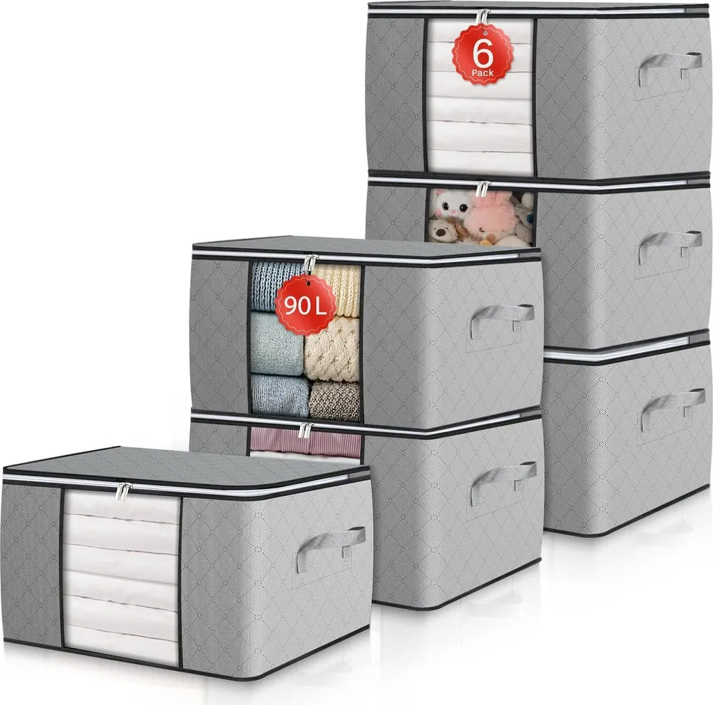 EBIGIC Contenitori Organizer Pieghevoli In Tessuto – 6 Pezzi, Mini, Rosa, 22,9 X 19,1 X 19,1 Cm