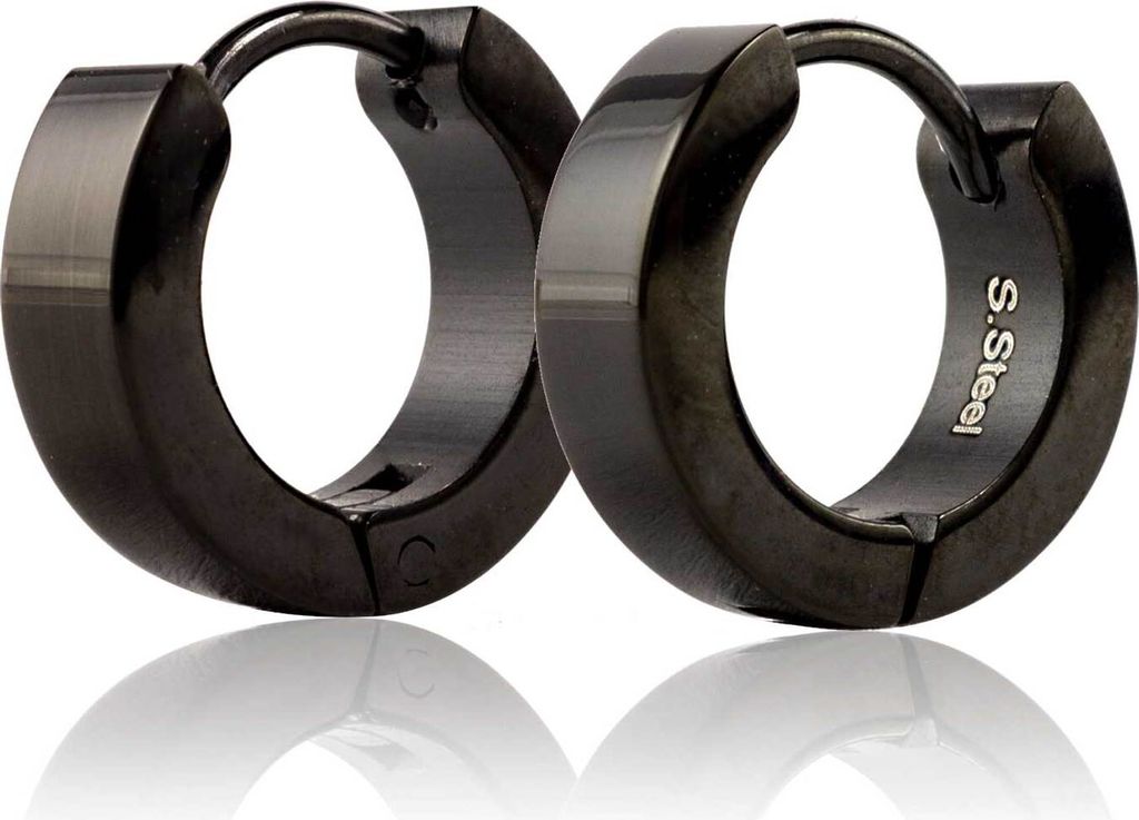 Edelstahl Klappcreolen in schwarz 13mm Produktbild 