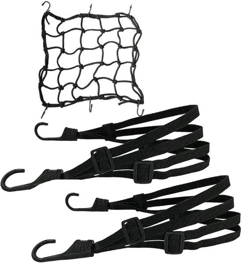 Kit de 2 sangles de fixation avec filet noir pour vélo et moto robuste