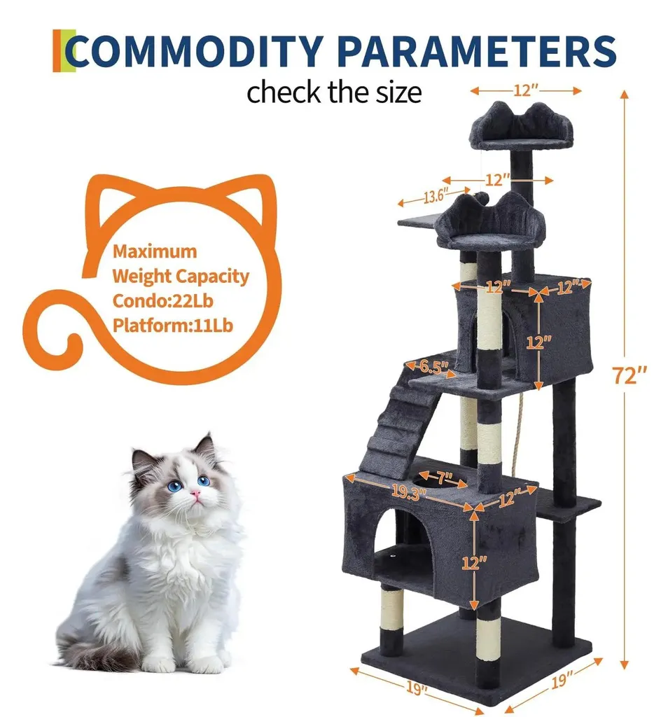 Meuble pour chat très haut multi-niveaux avec niches et espaces repos