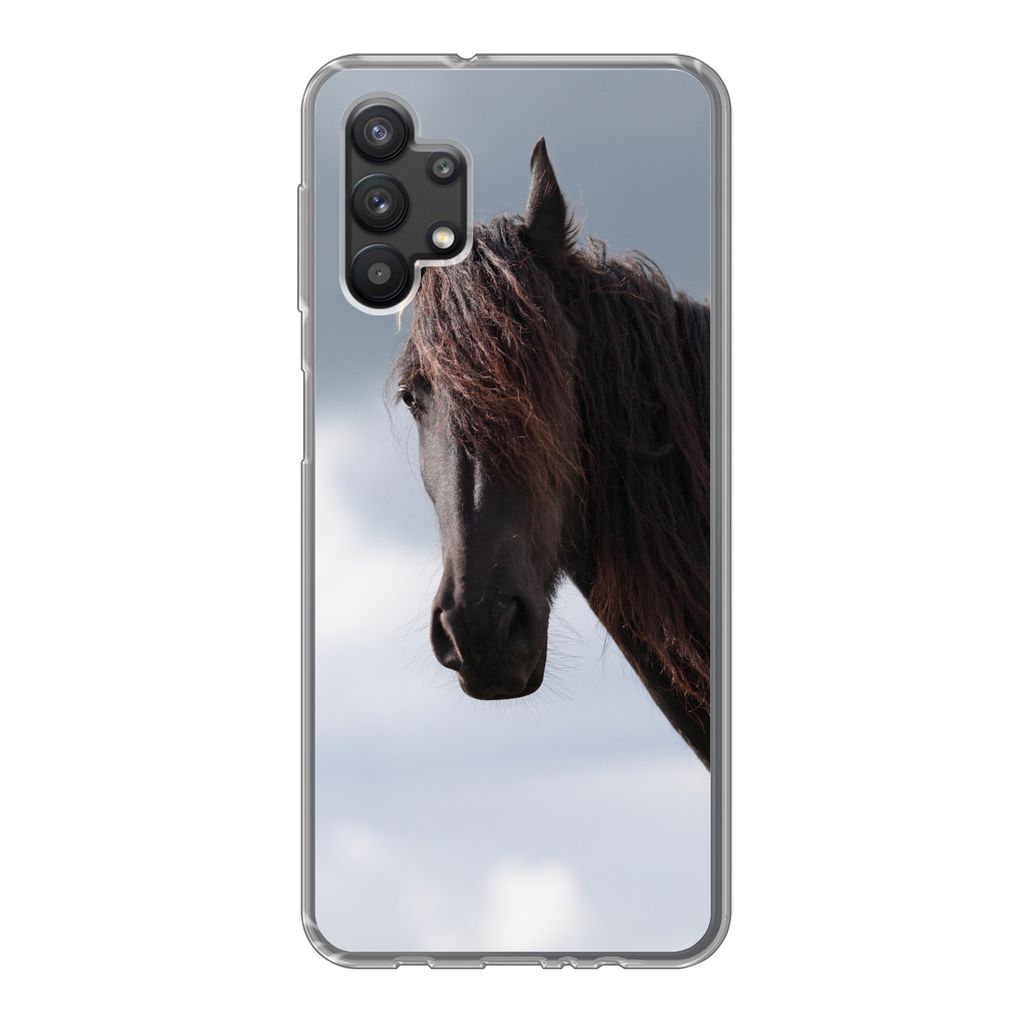 MuchoWow Handyhülle Schutzhülle Hülle für Samsung Galaxy A32 5G Pferde - Himmel - Porträt Silikon Softcase Handy Hülle - Softcase