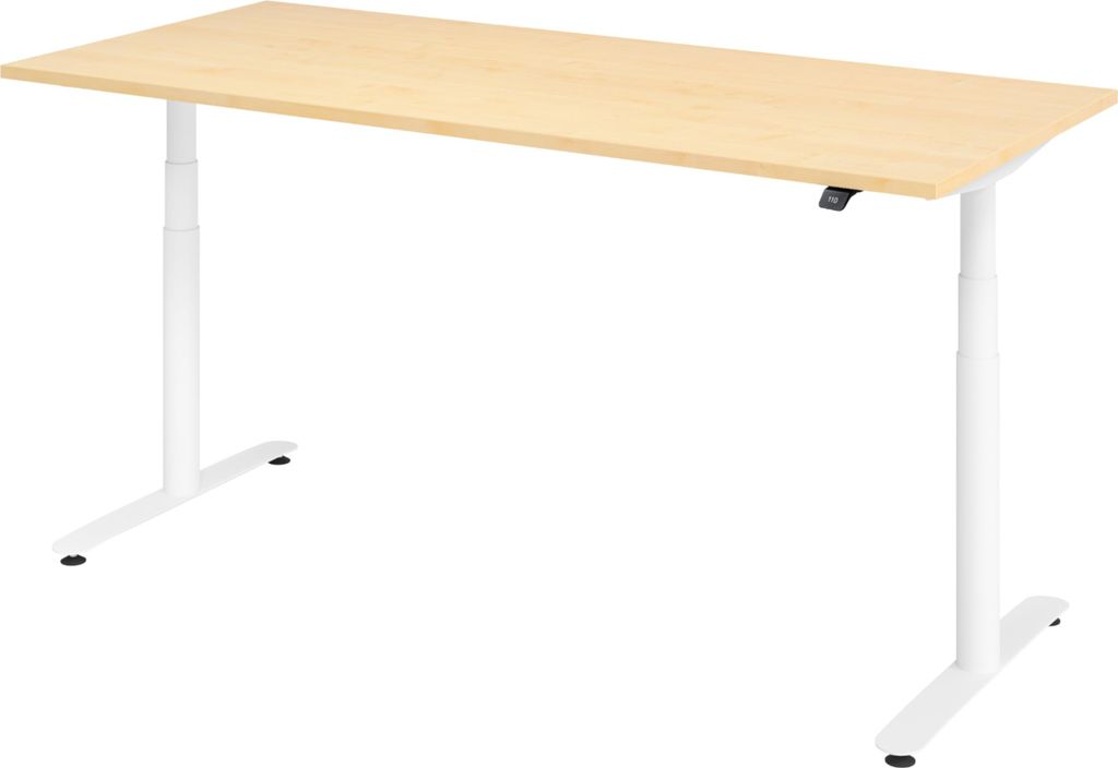bümö Schreibtisch elektrisch Bluetooth & App XDLR - Nachbildung Ahorn, Größe: 180 x 80 cm, Gestell: Weiß