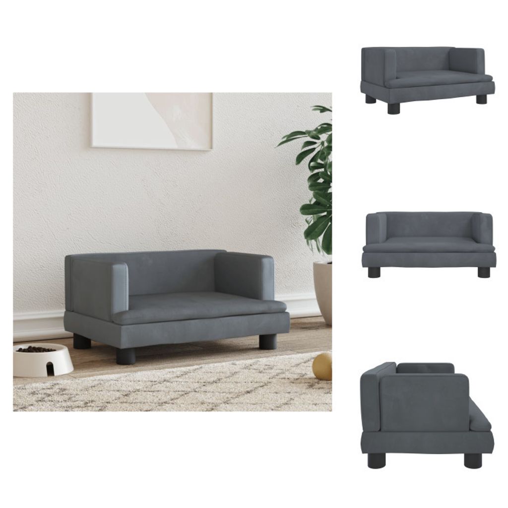 vidaXL Hundebett Dunkelgrau 60x40x30 cm Samt - Hundebetten