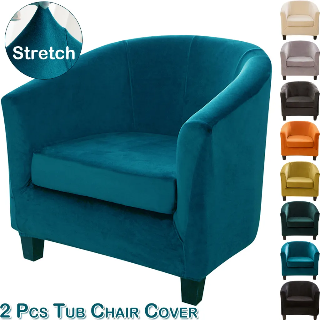 Coprisedia Universale Velluto Stretch per Poltrona Singola Blu Verde