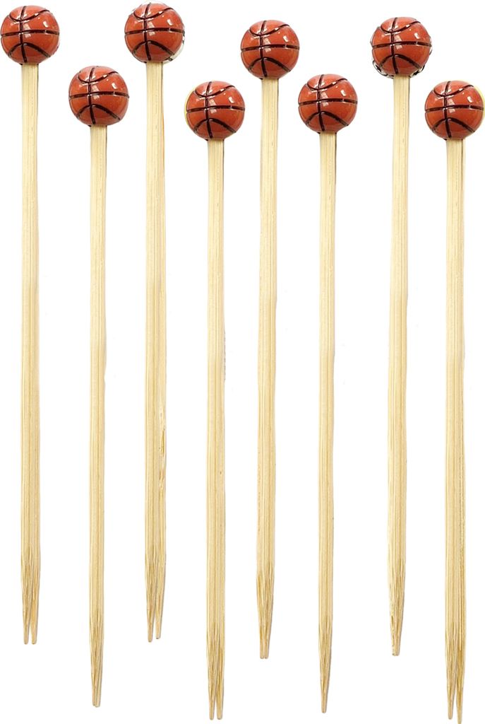 100 Stück Baseball-Bambus-Cocktailspieße mit Sportkugel-Ende, 11,9 cm, Vorspeisenstäbchen für Obst, Käse, Cupcakes, Fleisch, Partyzubehör