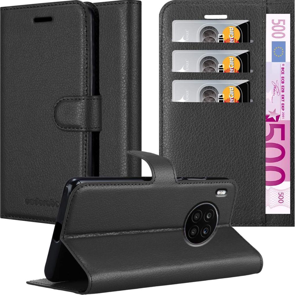 Cadorabo Hülle für Honor 50 LITE Schutz Hülle in Schwarz Handyhülle Etui Case Cover Magnetverschluss